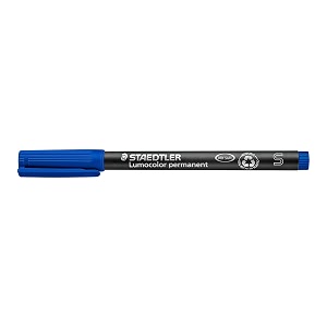 staedtler lumocolor 313 superfine 04mm line permanent pen - blue- pack of 10