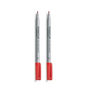 lumocolor non permanent water soluble marker pack of 2 red