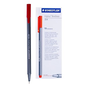 staedtler triplus fineliner pens - pack of 10 03mm red