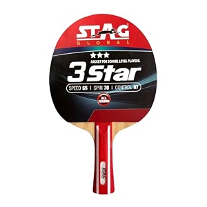 stag global 1 star table tennis racket  ttfi approved pimpled rubber  speed 50 spin 70 control 97  wood blade with straight shakehand handle  suitable for hobby beginners 1 star
