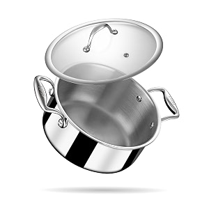 stahl artisan triply stainless steel sauce pot casserole with lid induction briyani  handi 6 l 26 cm