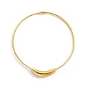Stailess Steel Metal Curved Bar Tube Choker Necklace For Women,Statement Chunky Snake Chain Horizontal Round Tube Jewelry Necklace