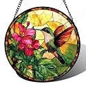 Stained Glass Window Hanging Hummingbird Suncatcher Gifts for Women 7.8"