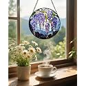 Stained Glass Window Hanging Wisteria Suncatcher Gifts for Women 6.3"