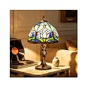 Stained Table Lamp Stained Glass Table Light, Handmade Desk Bedside Table Night Lamp, Antique Art Craft Gifts Lover Kid Living Room Bedroom Study Bookcase Desk Ligh(Blue Tulip)