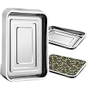 Stainless Metal Trays, Stainless Steel Seed Starter Carry Tray Fit 54 Cell Plug Tray, Nursery Seedling Pots Water Collection Transplantation (11.6 inch×15.2 inch, 1.45" Height, 10-Pack)
