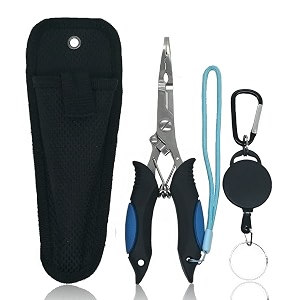 stainless saltwater fishing pliershooks remover ring pliers lightweight saltwater pliers with sheath and telescopic lanyard