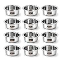 Stainless Steel 175 ml Dinner Bowls Set of 12 | Food Grade Heavy Gauge Katori | Serving Bowls for Dal, Sabji, Dessert & Ice Cream | Steel Vati with Rib (Pack of 12)