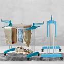 HOMIFLY Stainless Steel 2 Tier Clothes Drying Stand/Foldable Laundry Rack/Cloth Dryer/Hanger for Clothing/Indoor/Outdoor/Space Saver for Balcony(Blue)