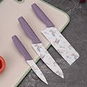 Aiheal Stainless Steel 3 Pieces Kitchen Knives Set Chef Knife Set.Meat Knife with Sharp Blade with Ergonomic Handle for Home Kitchen and Restaurant (Purple)