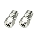 1/2 Compression Fitting, Stainless Steel 304 Tube Fittings,2 Pcs