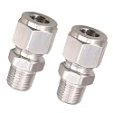 1/4 Compression Fitting, Stainless Steel 304 Tube Fittings,2 Pcs