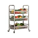 Stainless Steel 304 Kitchen Cart with Wheels Multi-Functional Rolling Utility Trolley Mesh Basket &amp; Pantry Shelf for Fruits Vegetables Onions &amp; Potatoes Storage,A-58 * 37.5 * 81cm