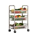 Stainless Steel 304 Kitchen Cart with Wheels Multi-Functional Rolling Utility Trolley Mesh Basket &amp; Pantry Shelf for Fruits Vegetables Onions &amp; Potatoes Storage,C-58 * 37.5 * 107cm