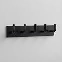 Stainless Steel 5 Hook Hanger for Door/Wall (Black) Pack of 2