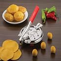 Stainless Steel 6.5 inch Roti Press Maker Machine For Making Chapati, Puri, Khakhra, Papad, Pathiri and Manual Hand Press with Handle - Orange-Silver (Medium)