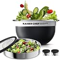 Stainless Steel 74oz Salad Bowl Kit, Salad Bowls to Go for Lunch (Black)