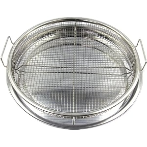stainless steel air fryer basket and tray set for oven  2 piece crisper tray with non-stick mesh basket round air fry with basket