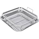 Stainless Steel Air Fryer Basket and Tray Set for Oven – 2 Piece Crisper Tray with Non-Stick Mesh Basket (Air Fry Tray Square)