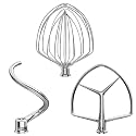 3 Pieces Stainless Steel Attachments (7QT Dough Hook,7QT Wire Whip,7QT Flat Beater Attachment) for KitchenAid Lift Stand Mixer and 7 Quart Bowl, Dishwasher Safe and Heavy Duty