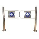 Stainless Steel Automatic Exit Door - Rebound Swing Gate, One-Way Entry for Supermarkets, Libraries, Factories & Warehouses (Silver, 100x97 cm)