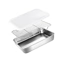 Stainless Steel Baking Pan Tray Cooling Rack Cover Kitchen Food Pan for Oven Baking and Refrigerator Storage
