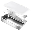 Stainless Steel Baking Pan Tray Cooling Rack Cover Kitchen Food Pan for Oven Baking and Refrigerator Storage