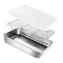 Stainless Steel Baking Pan Tray Cooling Rack Cover Kitchen Food Pan for Oven Baking and Refrigerator Storage