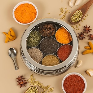 Stainless Steel Belly Shape Masala Spice Box