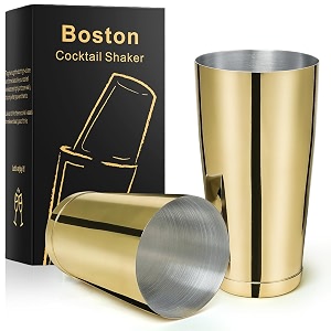 stainless steel boston shaker - 2-piece 18oz amp 28oz professional bartender cocktail shaker bartender shaker kit - ctsk0013 gold