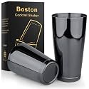 Stainless Steel Boston Shaker - 2-piece 18oz &amp; 28oz Professional Bartender Cocktail Shaker Bartender Shaker Kit - CTSK0013 (Black)