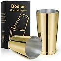 Stainless Steel Boston Shaker - 2-piece 18oz &amp; 28oz Professional Bartender Cocktail Shaker Bartender Shaker Kit - CTSK0013 (Gold)