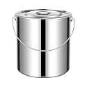 Stainless Steel Bucket - Stainless Steel with Lid | Heavy Duty Metal Pail Water Bucket | for Soup Porridge Water Rice Flour Cereal Cat Dry Food Home Kitchen Accessories Pantry