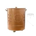 Stainless Steel Burn Barre, Paper Burner Outdoor Incinerator with Lid and Fire Hooks, Fire Bin for Trash Wood Waste Paper Garden Leaf(Gold,35cm)