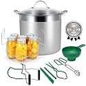 Stainless Steel Canning Pot with Rack and Lid, Large Water Bath Canner, Full Home Canning Supplies Starter Kit, Compatible with Induction and Glass Top Stoves (Green)