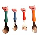 Stainless Steel Cartoon Peppa Pig Kids Spoons and Forks Set and Handle for Kids, Steel Spoon for Baby Feeding, Small Spoon for Kids (Pack of 4) (2 Spoons and 2 Forks)