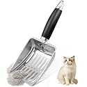 Stainless Steel Cat Litter Scoop,Metal Cat Litter Scoop,Kitty Metal Scooper,Sturdy Mesh Scooper,Suitabla cat Scooper for Cat Litter Box(Sliver)