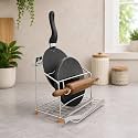 Stainless Steel Chakla Belan and Tawa Stand for Kitchen - 4 in 1 Tawa Chimta Stand, Rolling Pin Board Holder Wall (Only, Floating Shelves) (NHSP)