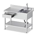 Stainless Steel Commercial Utility Sink with Workstation &amp; Drawer