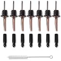 Copper Liquor Pour Spouts with Dust Caps, Speed Pourers for Liquor Bottles, Bottle Pourers for Whiskey, Vodka, Spirits & Olive Oil