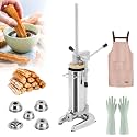 Stainless Steel Dessert Donuts Filler,Manual Churro Maker,with 4 Pairs of Gloves & 5 Molds & 1pcs Apron,Stainless Steel Material,Vertical Use,for Business/Family Use,2L