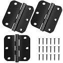 Stainless Steel Door Hinges, 3.5''X 3.5'' Ball Bearing Hinges, Commercial Grade Heavy Duty Hinges with 5/8 Inch Radius Corners, Door Interior Metal Hardwares, 3 Pack (Black)