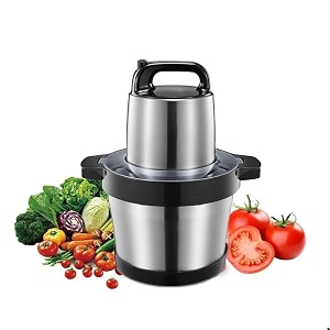stainless steel electric meat grinder  1200w heavy duty food chopper with 6 litre bowl amp handle  vegetable fruit onion amp meat chopper  kitchen food processor  pack of 1