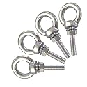 Stainless Steel Eye Bolt, 4 Pack M8 Shoulder Eye Bolts 5/16" X 1.18"with Nuts and Washer Thread Lifting Ring Eyebolt (Thread Length 30mm)