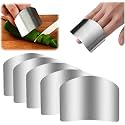 Stainless Steel Finger Guard, Universal Fit Adjustable Finger Guard Protector Finger Guards for Cutting Food, Premium Slicing Tool for Chopping, Dicing, and Kitchen Food Prep (5 Pcs)