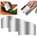 Stainless Steel Finger Guard, Universal Fit Adjustable Finger Guard Protector Finger Guards for Cutting Food, Premium Slicing Tool for Chopping, Dicing, and Kitchen Food Prep (3 Pcs)