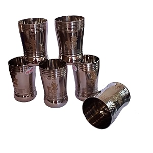 Stainless Steel Flowers Printed Water Glasses 12