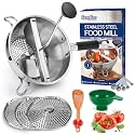 Stainless Steel Food Mills With 3 Milling Discs,Ergonomic design Of Rotary Food Mills For Tomato Sauce,Potatoes,Jams with Silicone Handle Dishwasher Safe, Multifunctional Spoon,Orange