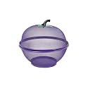 Apple-Shaped Fruit Basket with Lid and Net Cover Stainless Steel for Dining Table and Kitchen. (Small, Purple)