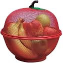 Stainless Steel Fruit &amp; Vegetable Baskets with Lid, perfect for dining table decor,veggie tokris, net covers, and steel food covers, enhancing kitchen elegance(Medium,Red)